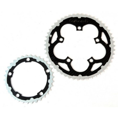 Carbon Ti  - chainring set X-RING ALU/CARBON 50/34T 110mm BCD for Campagnolo Ultra-Torque cranksets 94g
