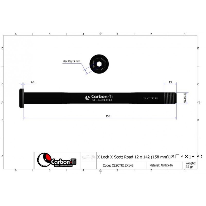 Carbon Ti - Asse passante posteriore X-Lock...