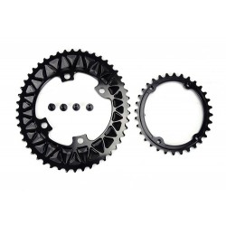 Absoluteblack - Coppia corone Gravel Sub-compact Oval 110/4 BCD 48/32 - 46/30 da 130g 2