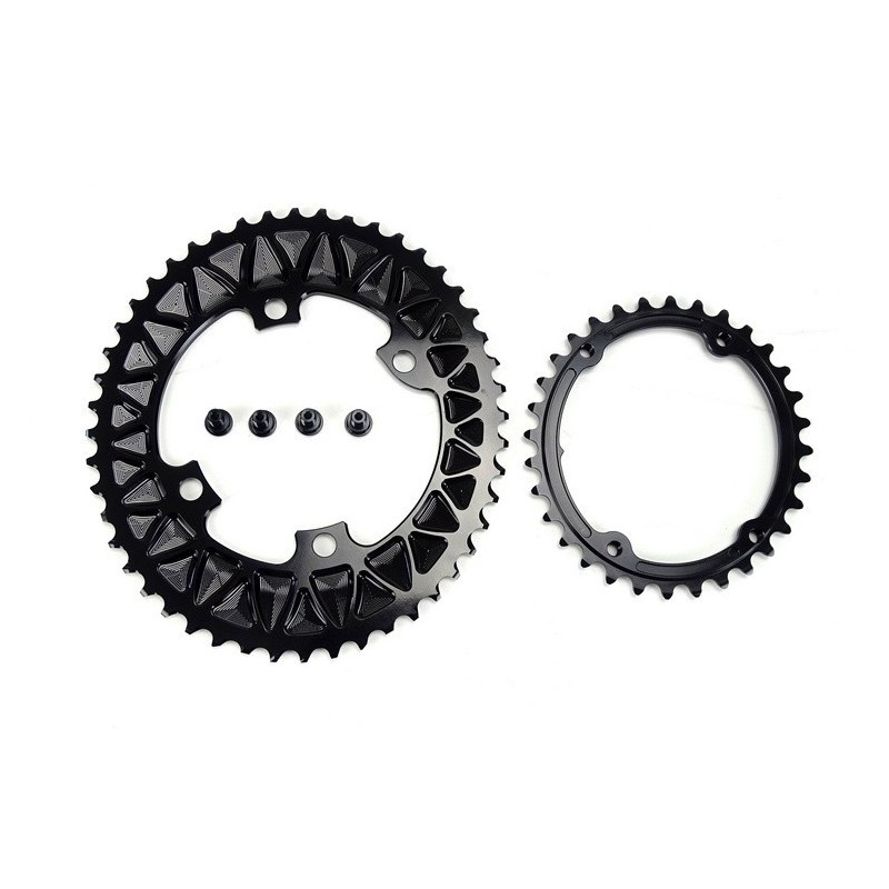 Absoluteblack - Coppia corone Gravel Sub-compact Oval 110/4 BCD 48/32 - 46/30 da 130g_1