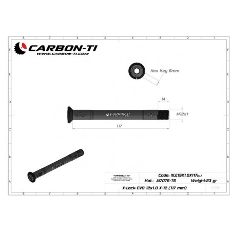 Carbon Ti - Asse passante anteriore X-Lock EVO 12x1.0 X-12 (117 mm) 22.5g