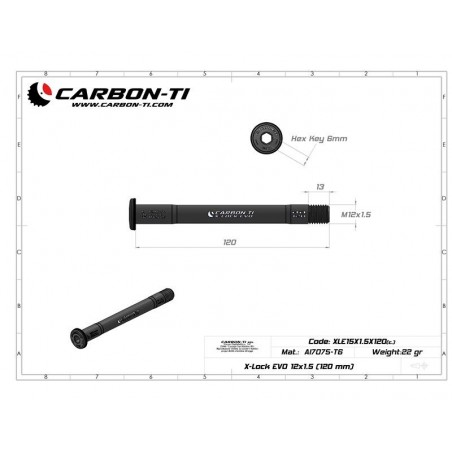 Carbon Ti - Asse passante anteriore X-Lock EVO 12x1.5 (120 mm) 22g