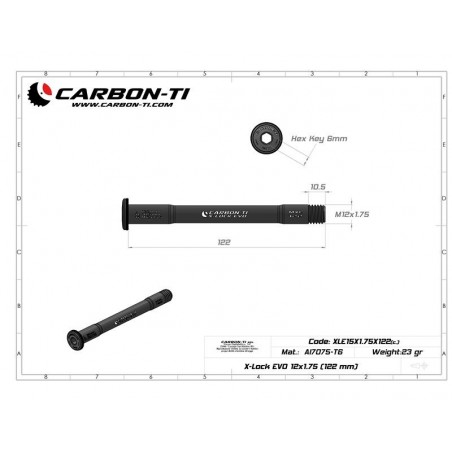 Carbon Ti - Asse passante anteriore X-Lock EVO 12x1.75 (122 mm) 23g