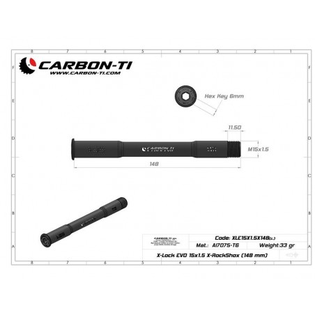 Carbon Ti - Asse passante anteriore X-Lock EVO 15x1.5 X-RockShox (148 mm) 33g