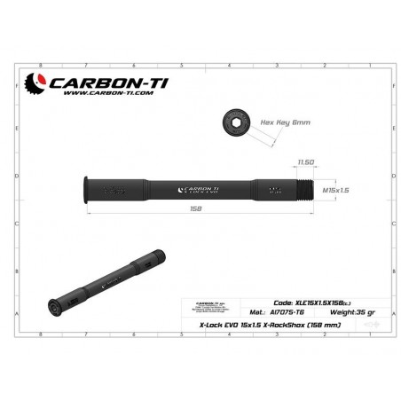 Carbon Ti - Asse passante anteriore X-Lock EVO 15x1.5 X-RockShox (158 mm) 34.5g