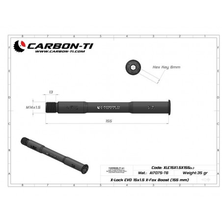 Carbon Ti - Asse passante anteriore X-Lock EVO 15x1.5 X-Fox Boost (155 mm) 34.5g