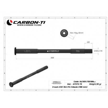 Carbon Ti - Asse passante posteriore X-Lock EVO 12x1.75 X-Maxle (198 mm) 37.5g