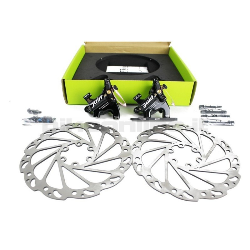 Juin-Tech - Pair of hydraulic disc brakes with cable F1 Flat Mount black 557g