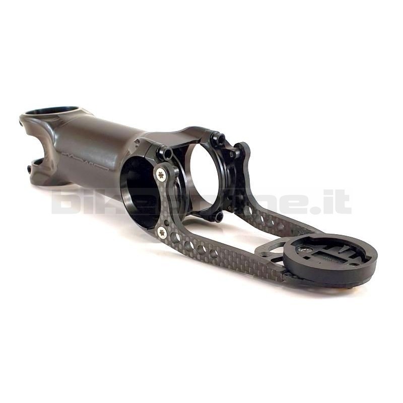 Extralite Attacco manubrio HyperStem Stealth 0-6 con viti nere da 61g Dotato di CH-02 Garmin/Whaoo + Supporto GoPro