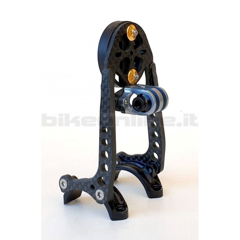 Extralite Attacco manubrio HyperStem Stealth 0-6 con viti nere da 61g Dotato di CH-02 Garmin/Whaoo + Supporto GoPro