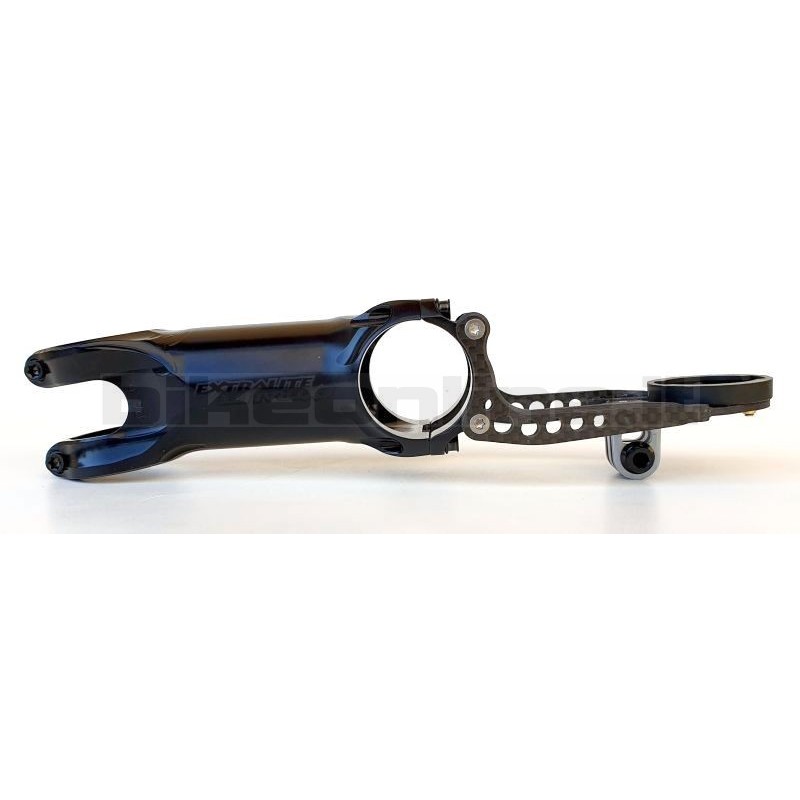 Extralite Attacco manubrio HyperStem Stealth 0-6 con viti nere da 61g Dotato di CH-02 Garmin/Whaoo + Supporto GoPro