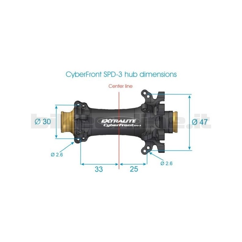 Extralite Road Front Hub CyberFront SPD 3 Straightpull Disc 6 hole 66g_2