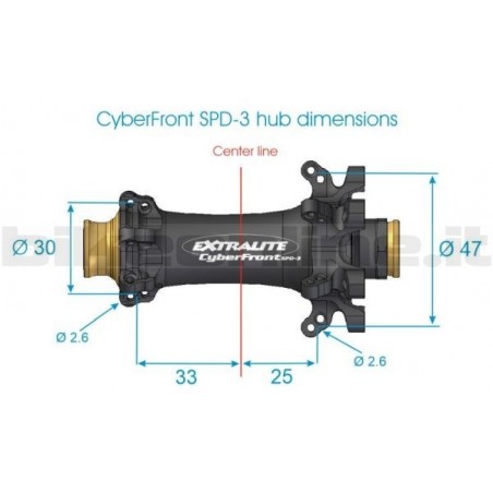 Extralite Road Front Hub CyberFront SPD 3 Straightpull Disc 6 hole 66g