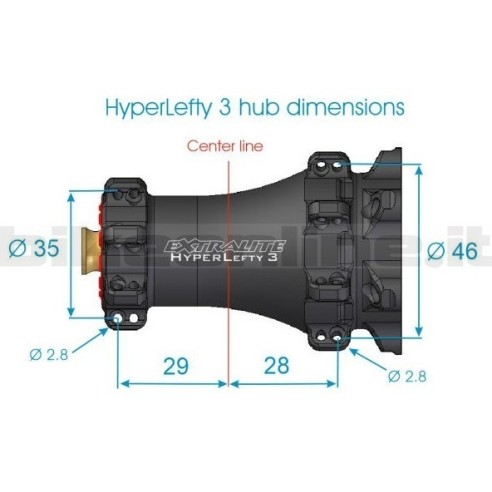 EXTRALITE front hub HyperLefty3 for Lefty 2.0 - Supermax - Ocho 76g