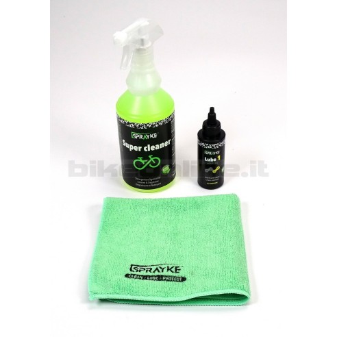 Sprayke - Kit risparmio manutenzione Lube 1 - Super cleaner - Panno microfibra