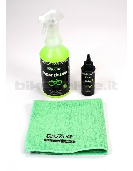 Sprayke - Maintenance saving kit -Lube 1 - Super cleaner - Microfibre cloth