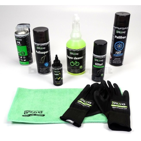 Sprayke - Kit risparmio Lube 1 - Super cleaner - Siltel - Pulifren - Pulisuper - PK - Panno microfibra - Guanti Mechanics