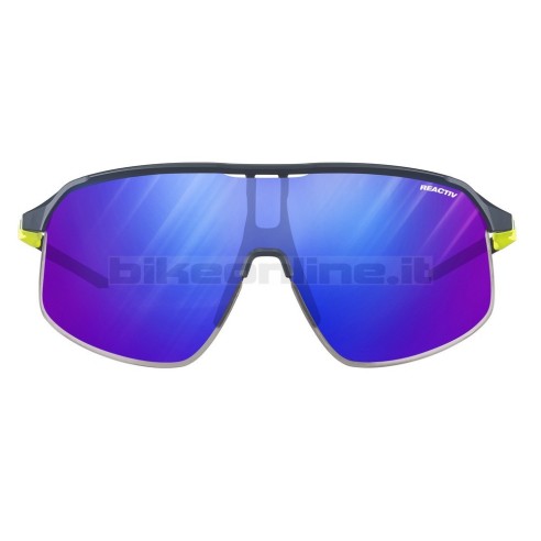 Julbo DENSITY BLU/GIALLO FLUO/NERO Opaco occhiali da sole superleggeri lenti REACTIV 1-3 High Contrast fotocromatiche 19.5g