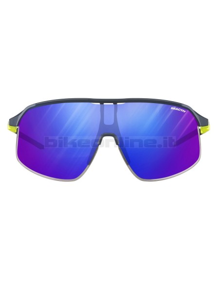 Julbo DENSITY BLU/GIALLO FLUO/NERO Opaco occhiali da sole superleggeri lenti REACTIV 1-3 High Contrast fotocromatiche 19.5g