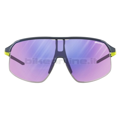 Julbo DENSITY BLU/GIALLO FLUO/NERO Opaco occhiali da sole superleggeri lenti REACTIV 1-3 High Contrast fotocromatiche 19.5g