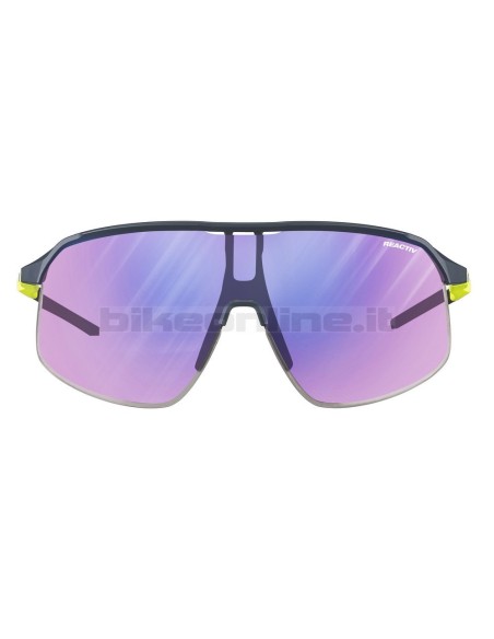 Julbo DENSITY BLU/GIALLO FLUO/NERO Opaco occhiali da sole superleggeri lenti REACTIV 1-3 High Contrast fotocromatiche 19.5g