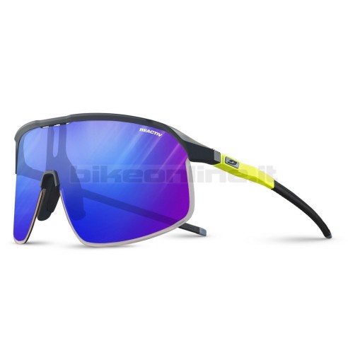 Julbo DENSITY BLU/GIALLO FLUO/NERO Opaco occhiali da sole superleggeri lenti REACTIV 1-3 High Contrast fotocromatiche 19.5g