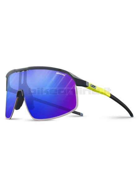 Julbo DENSITY BLU/GIALLO FLUO/NERO Opaco occhiali da sole superleggeri lenti REACTIV 1-3 High Contrast fotocromatiche 19.5g