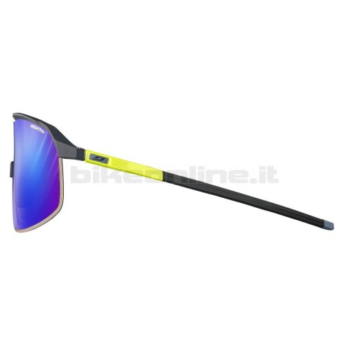 Julbo DENSITY BLU/GIALLO FLUO/NERO Opaco occhiali da sole superleggeri lenti REACTIV 1-3 High Contrast fotocromatiche 19.5g