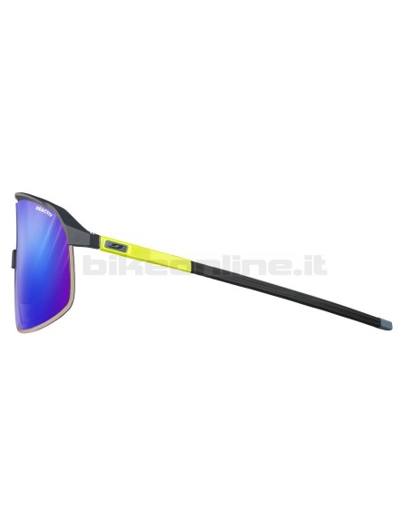 Julbo DENSITY BLU/GIALLO FLUO/NERO Opaco occhiali da sole superleggeri lenti REACTIV 1-3 High Contrast fotocromatiche 19.5g