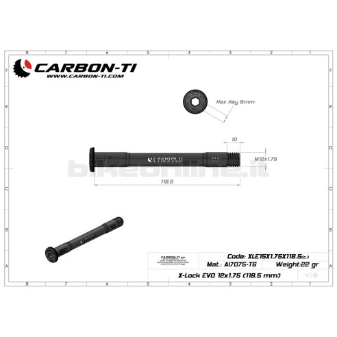 Carbon Ti - X-Lock EVO 12x1.75 (118.5 mm) front axle 23g