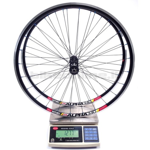 Road NoTubes ZTR Alpha 340 tubeless / DT Swiss 190 Ceramic 1.277g peso sulla bilancia