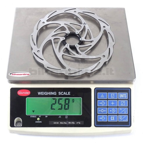 Formula Cura Disco Center Lock 203mm 258g_peso sulla bilancia