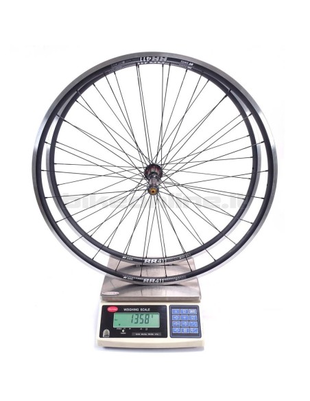 Ruote strada alluminio DT Swiss RR 411 clincher / Extralite MRC01 da 1.358g_peso sulla bilancia