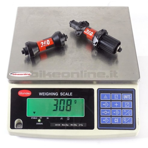 DT SWISS 240 Straight Pull 20/24H rim brake hubset 308g_weight on the scale