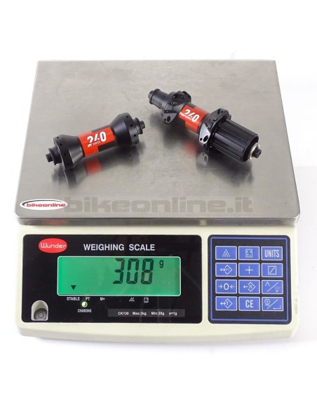 DT SWISS 240 Straight Pull 20/24H rim brake hubset 308g_weight on the scale