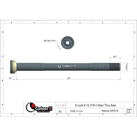Carbon Ti - Asse passante posteriore X-Lock X-12 (159mm) 34g