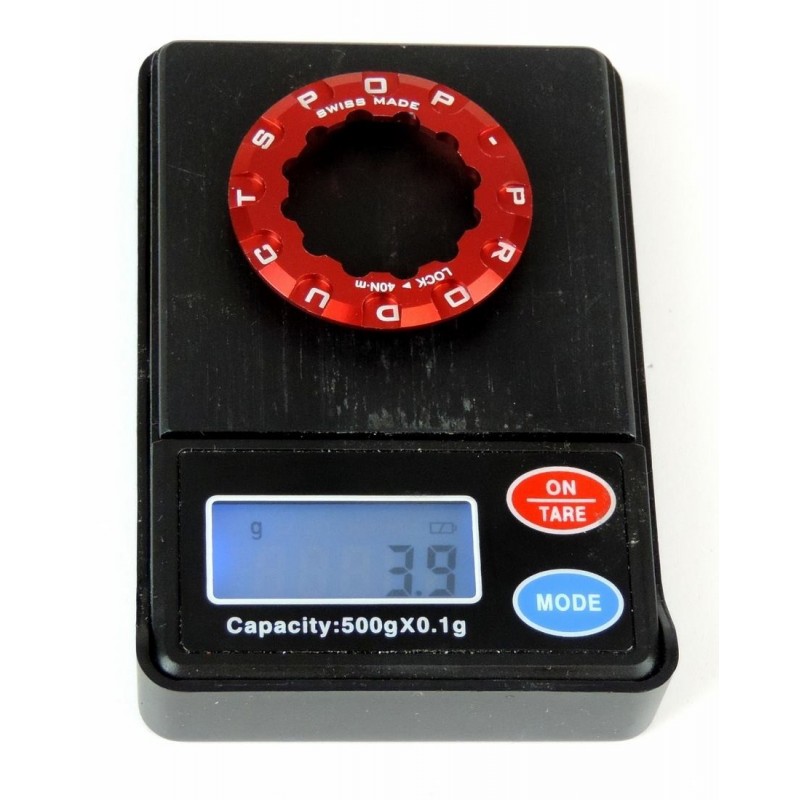 POP PRODUCTS - Ghiera Pignoni Red Shimano/Sram11T 3.9g_peso sulla bilancia